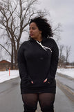 Moveaccordingly Black Special Blend Ladies Hooded Pullover Dress